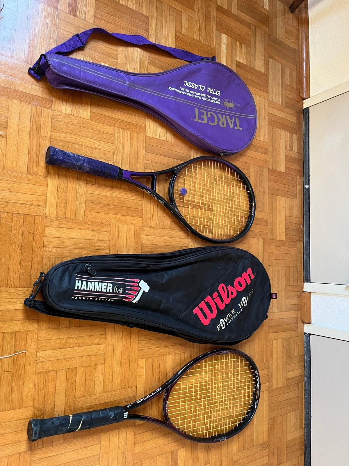 Twee tennisrackets met hoezen - Wilson en Target, Ophalen of Verzenden, Gebruikt, Racket, Wilson