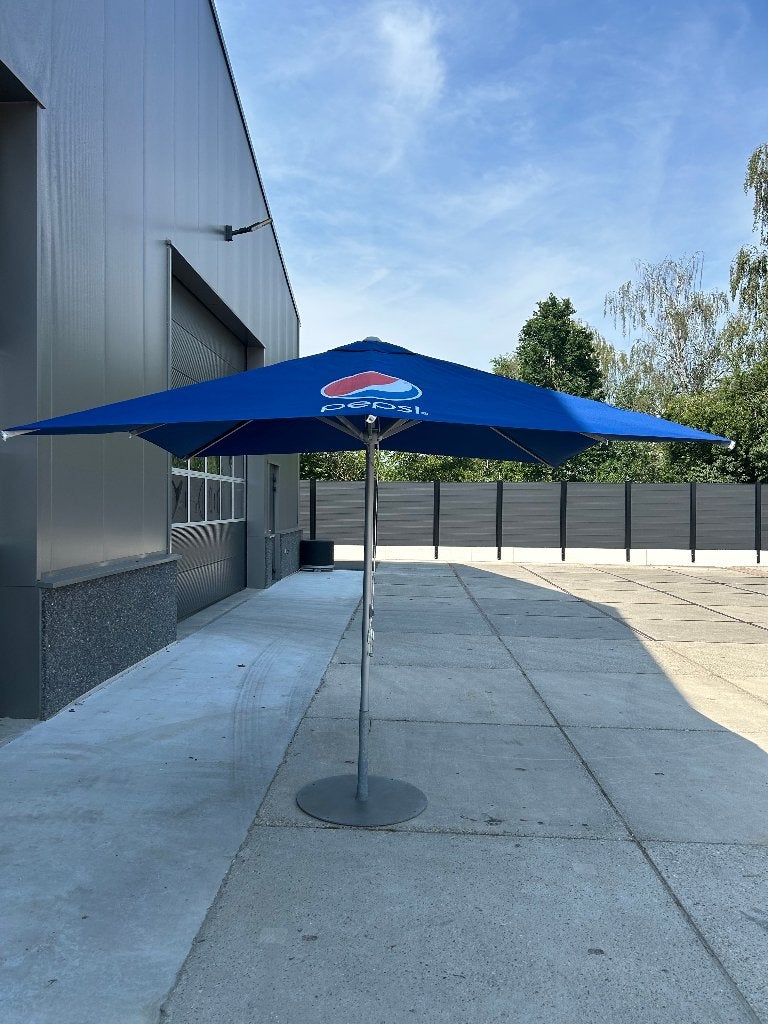Parasol 3x3 meter 300x300cm Pepsi reclame, Tuin en Terras, Parasols, Ophalen, Nieuw, Waterdicht, Stokparasol