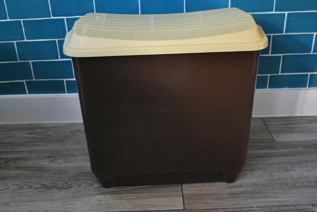 Vintage Curver wasmand bruin jaren '70 - 46x51x30 cm, Ophalen of Verzenden