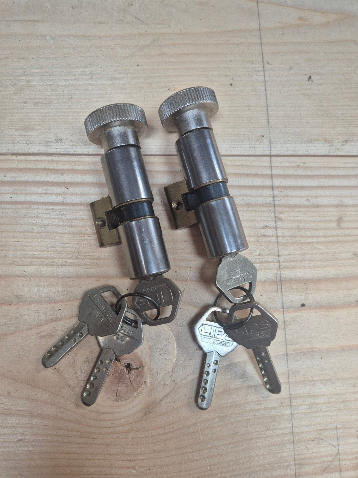 Set van 2 Lips identieke cilindersloten met 6 sleutels, Ophalen of Verzenden, Gebruikt, IJzer, Slot