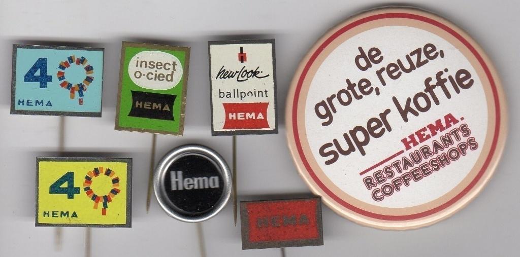 4 speldjes hema koffie ballpoint 40 jaar (a1), Verzamelen, Speldjes, Pins en Buttons, Ophalen of Verzenden, Gebruikt, Overige onderwerpen