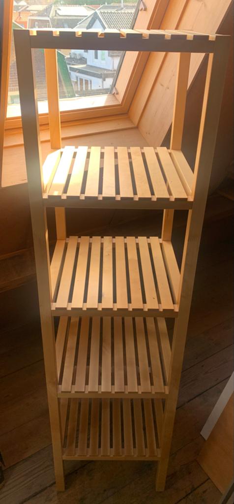 Smalle, houten kast met 4 planken, Ophalen, Gebruikt