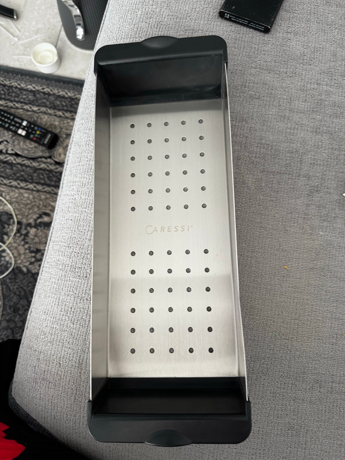 CARESSI RVS Broodtrommel met geperforeerde bodem, Ophalen, Gebruikt, Zilver, Metaal
