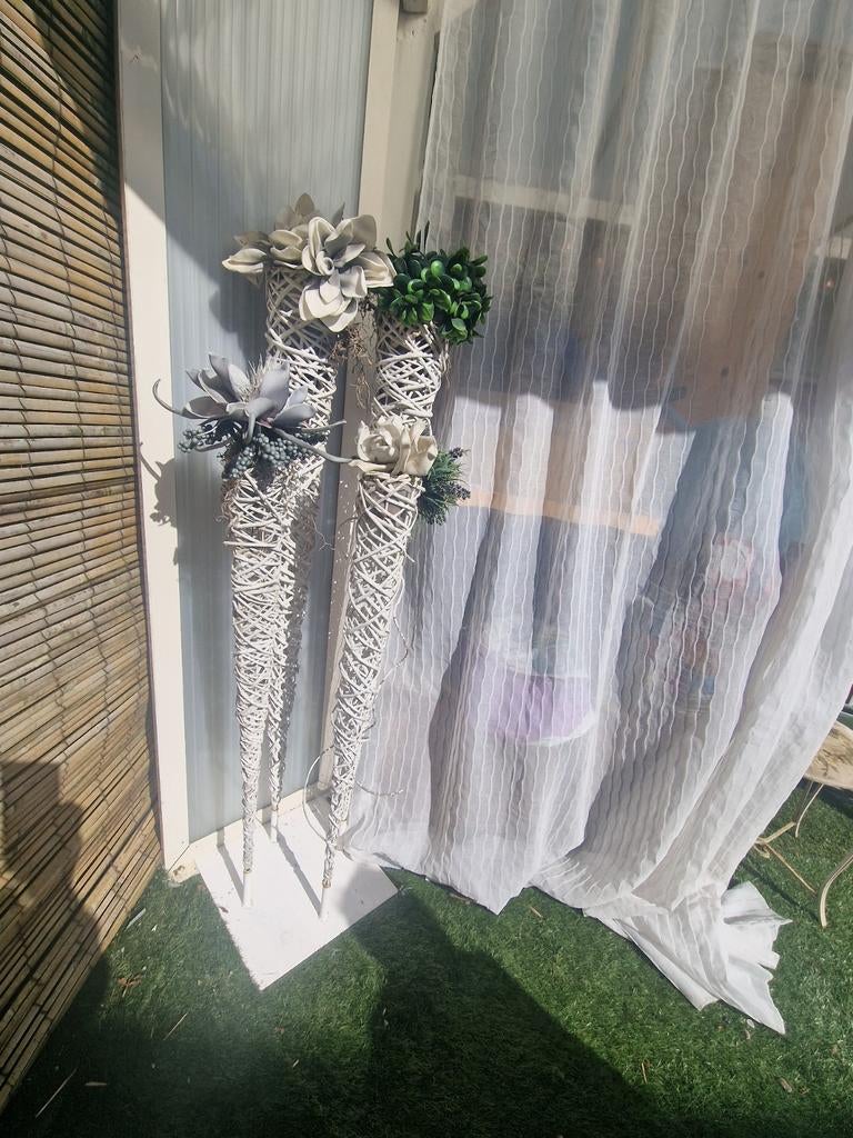 Etalage decoratie met kunstbloemen in RVS houder, Ophalen of Verzenden