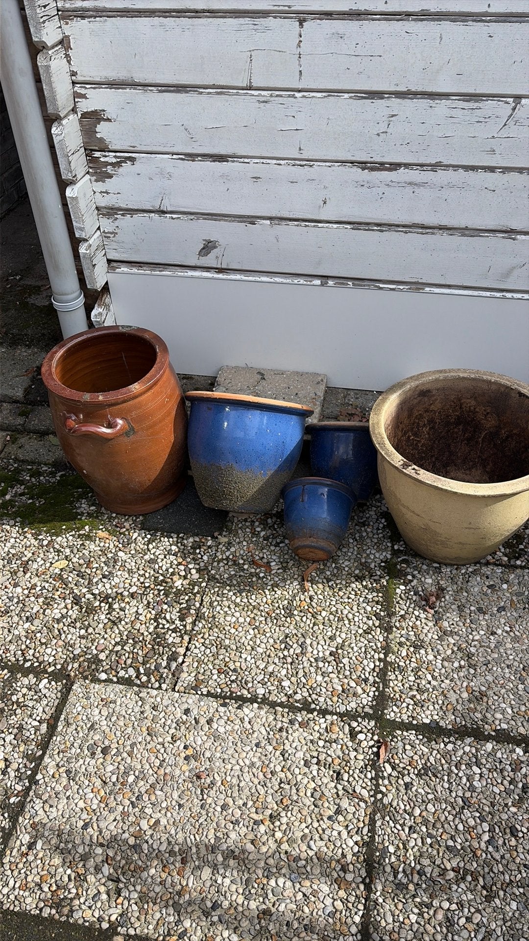 Gratis af te halen! Diverse potten voor in de tuin, Ophalen, Gebruikt, Steen, Balkon
