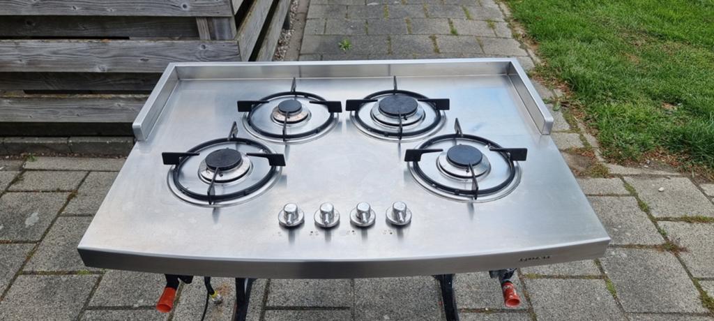 4 pits gaskookplaat. RVS. Inbouw. Met opstaande rand., Witgoed en Apparatuur, Kookplaten, Ophalen