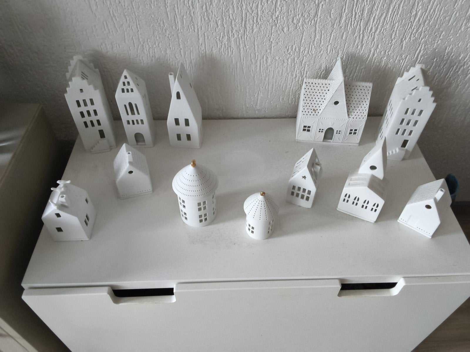Räder huisjes., Ophalen, Gebruikt, Wit, Waxinelichthouder