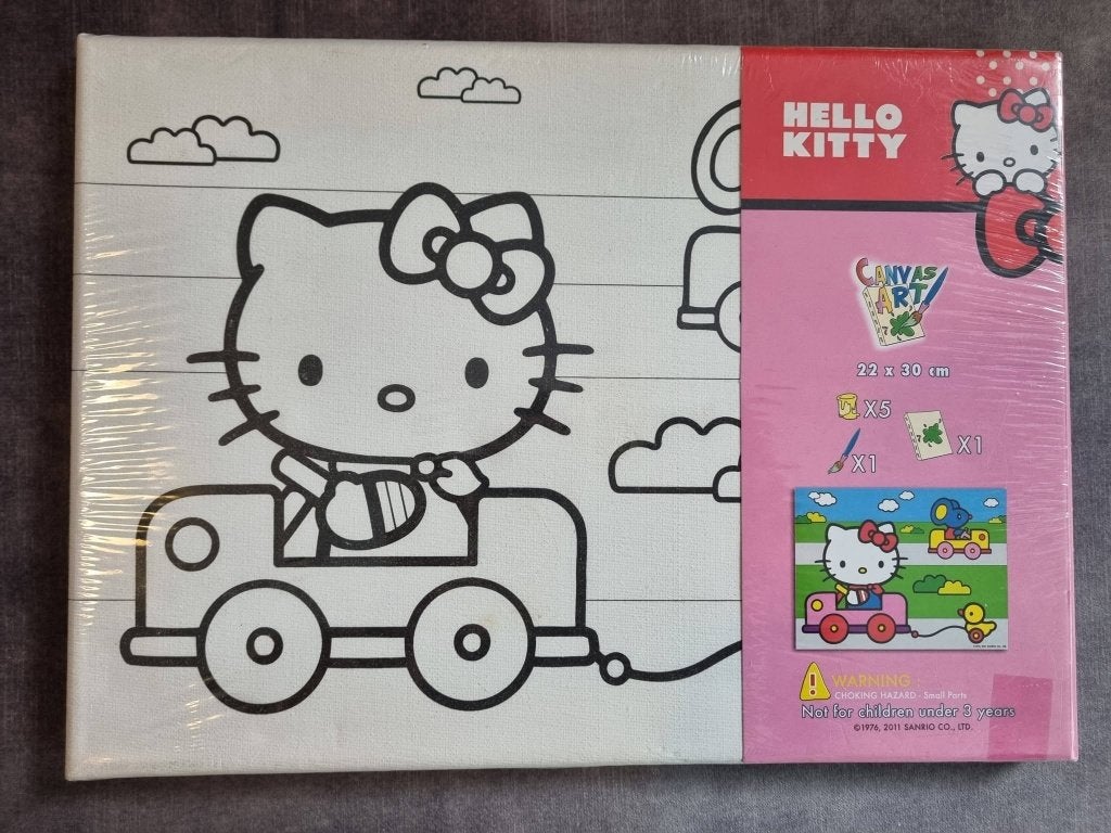 nieuw schilderdoek hello kitty met verf en kwast, Ophalen of Verzenden, Nieuw, Acrylverf