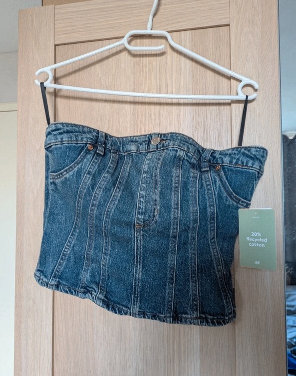 NIEUW: Strapless spijker top, H&M Divided, Nieuw, Verzenden, Blauw