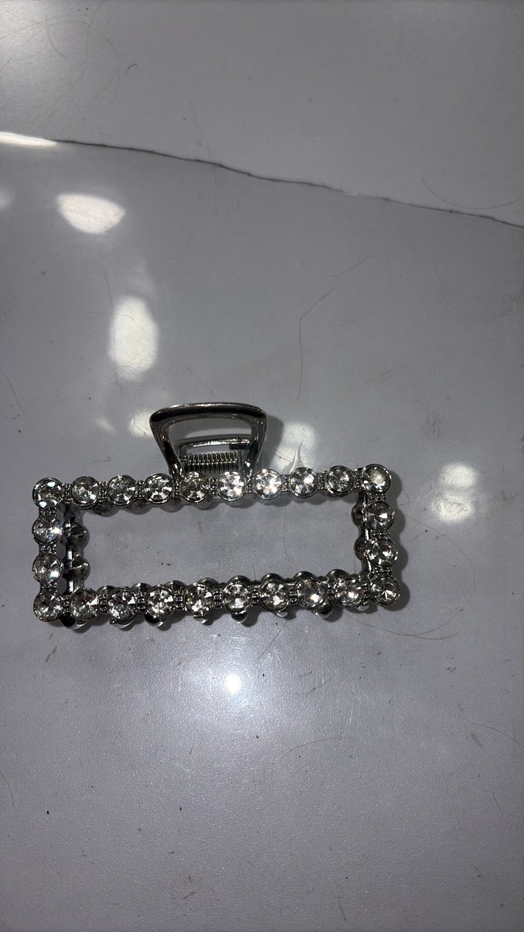 Klem met diamantjes, Ophalen of Verzenden, Zo goed als nieuw, Zilver, Dame