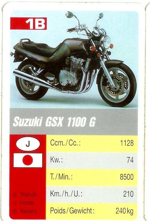 W13 motorkaartje suzuki gsx 1100 g ( 1b ), Ophalen of Verzenden, Zo goed als nieuw, Auto's
