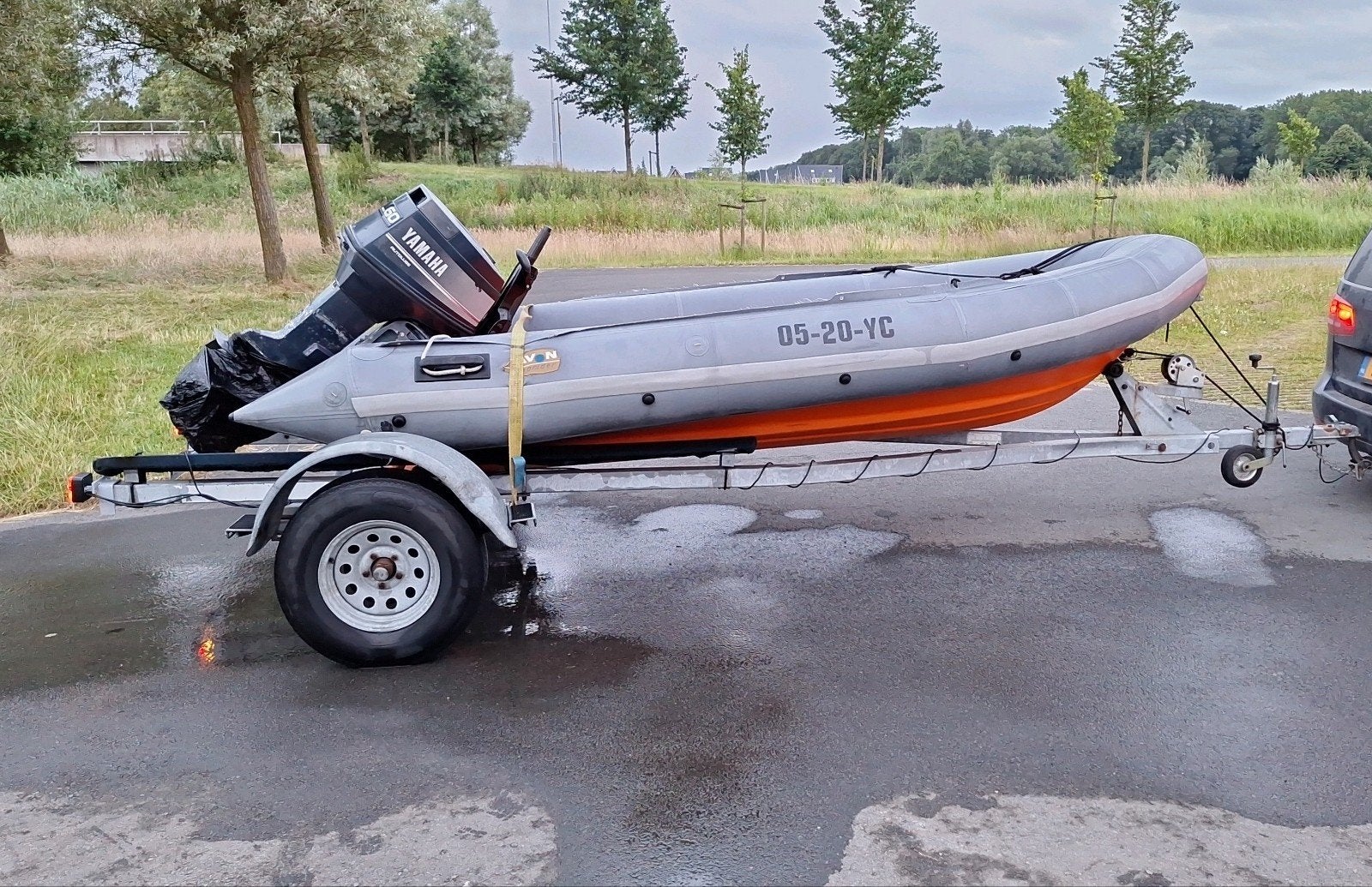 Avon SR4 RIB met Yamaha 60 Autolube en Trailer, Watersport en Boten, Gebruikt, 4 m, Anker, 2 m
