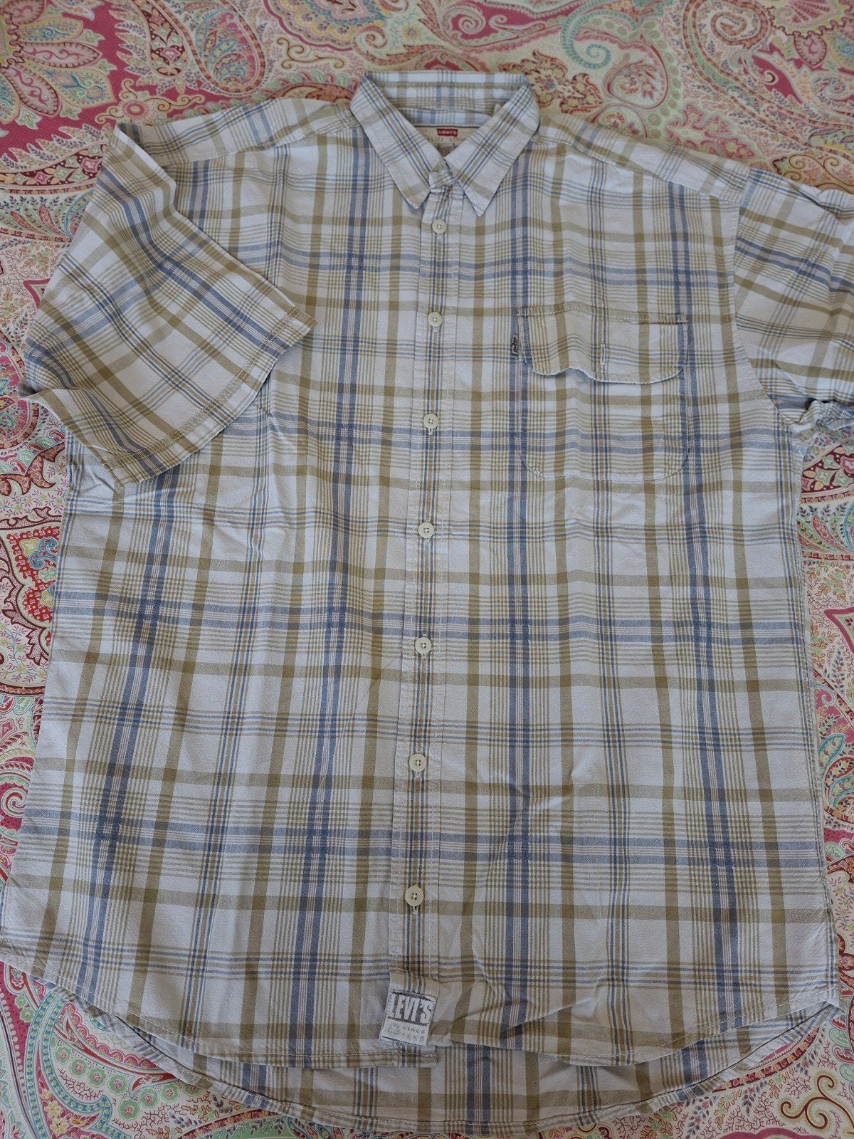 1980s vintage levi's classic western style check shirt., Overige kleuren, Ophalen of Verzenden, Halswijdte 41/42 (L), Gedragen