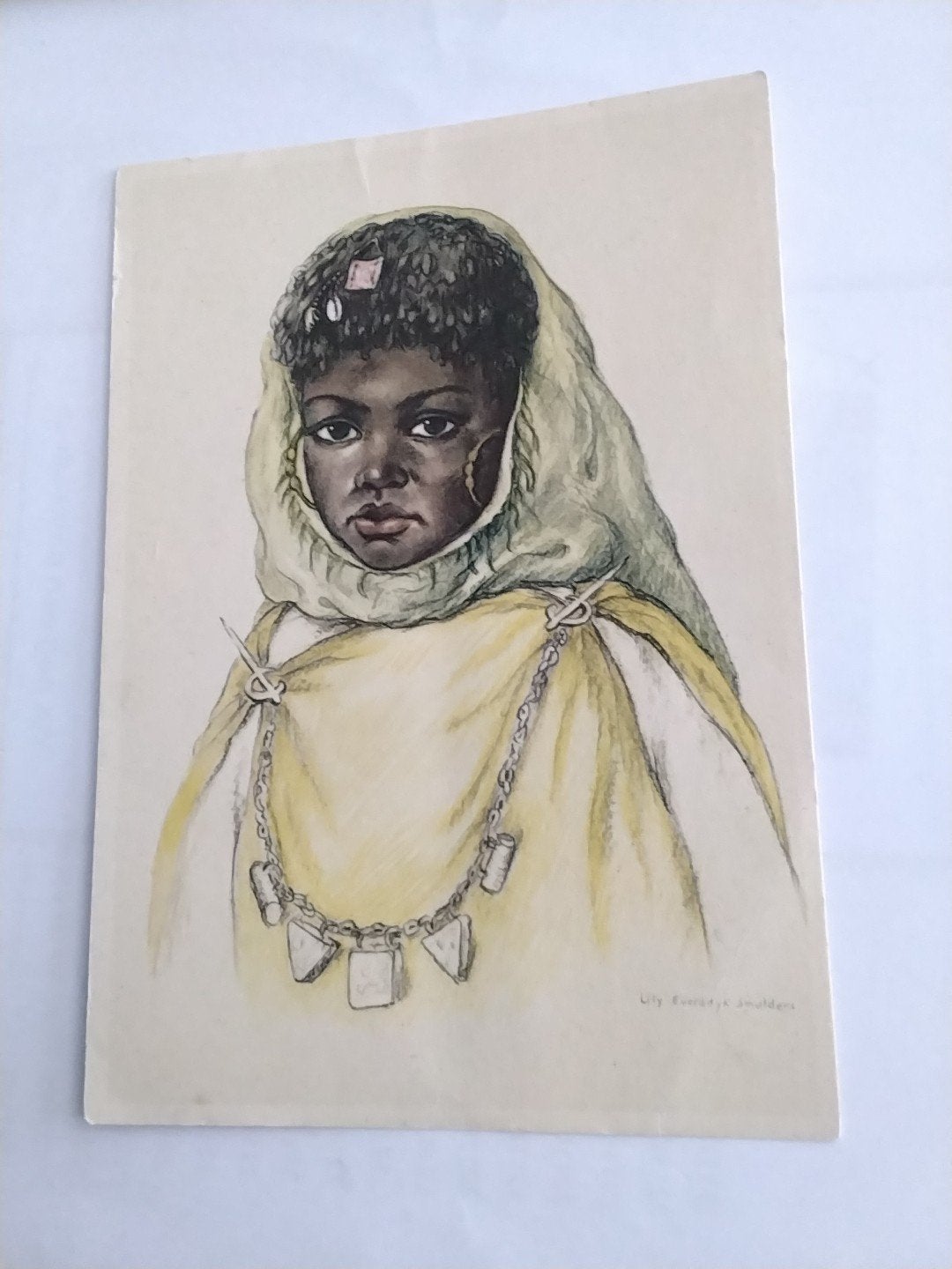 Vintage Ansichtkaart: Negerinnetje Sahara (L. Smulders), Ophalen of Verzenden