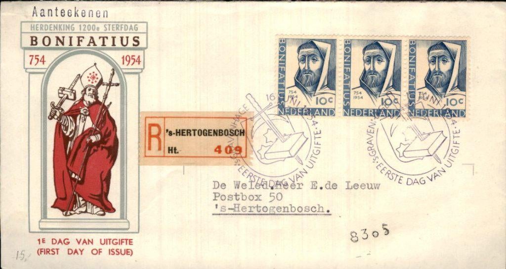 FDC - Bonifatius - Den Bosch - 1954, Postzegels en Munten, Brieven en Enveloppen | Nederland, Verzenden, Envelop