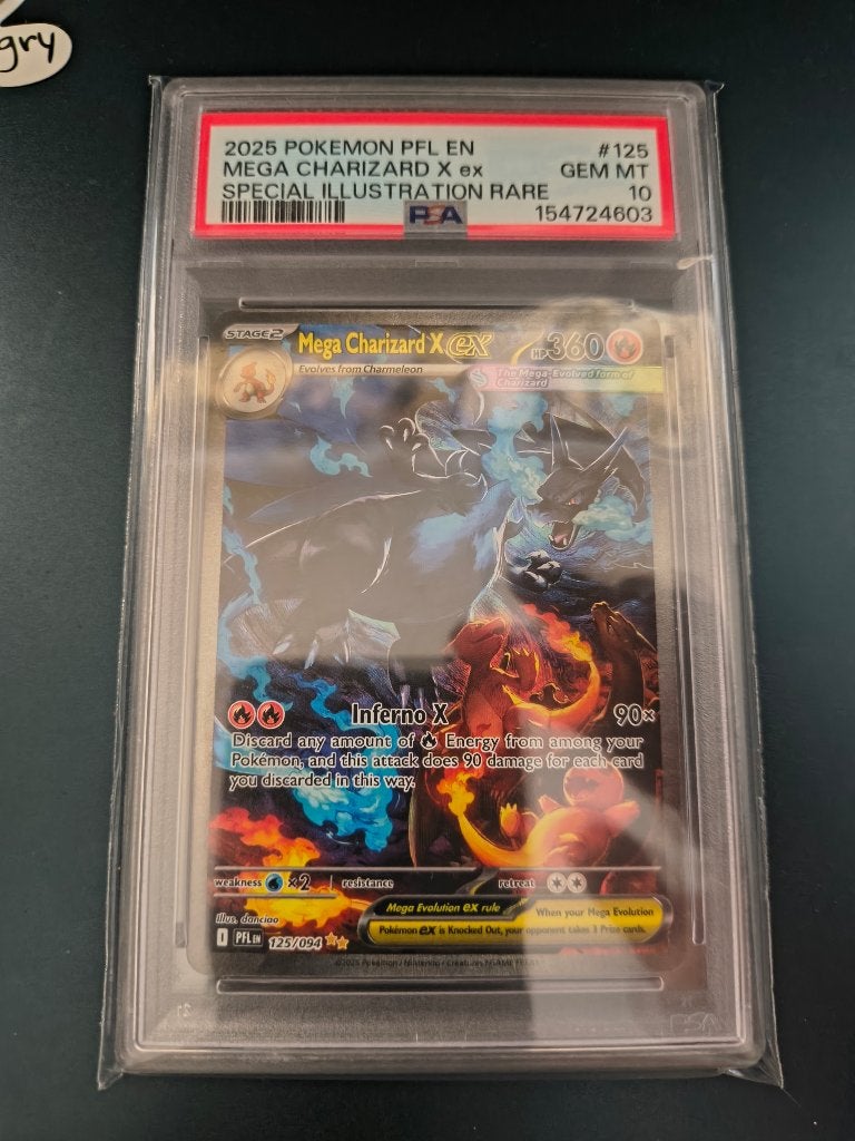 Mega charizard, pfl 125. Psa10, Hobby en Vrije tijd, Verzamelkaartspellen | Pokémon, Ophalen, Zo goed als nieuw, Losse kaart, Foil