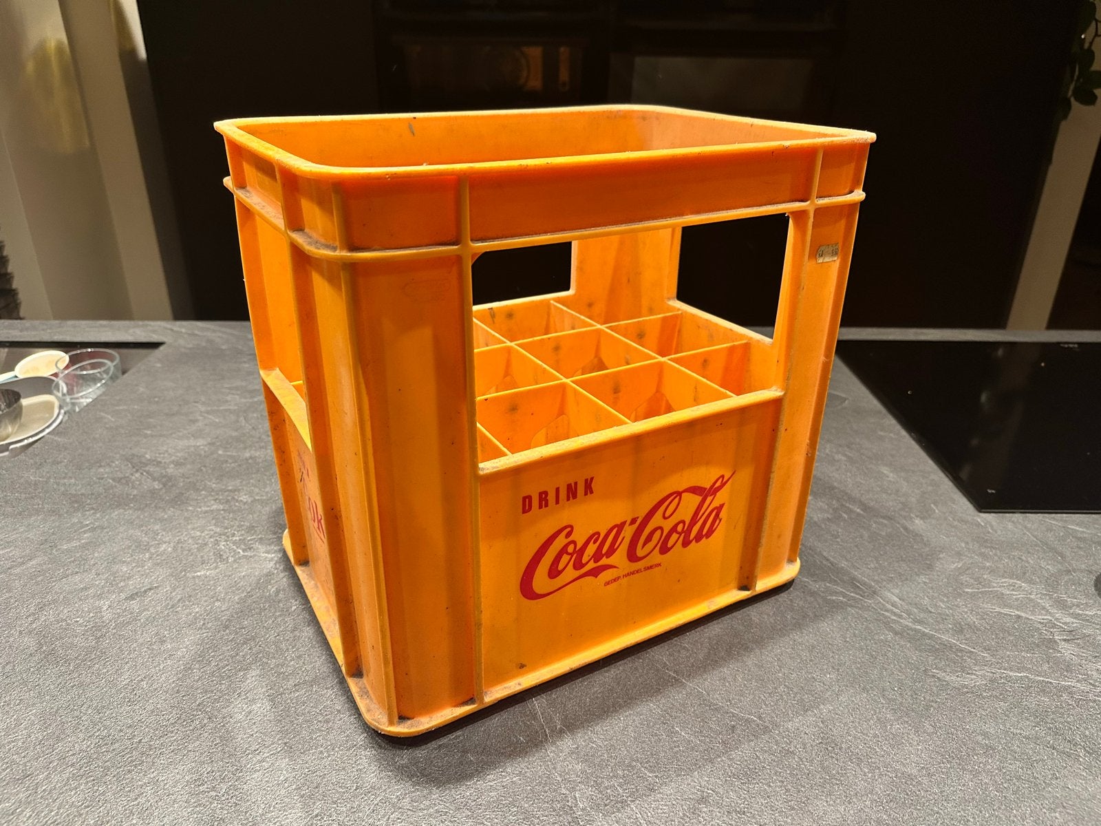 Vintage Coca-Cola Flessenkrat - Oranje Plastic, Ophalen, Gebruikt, Verpakking