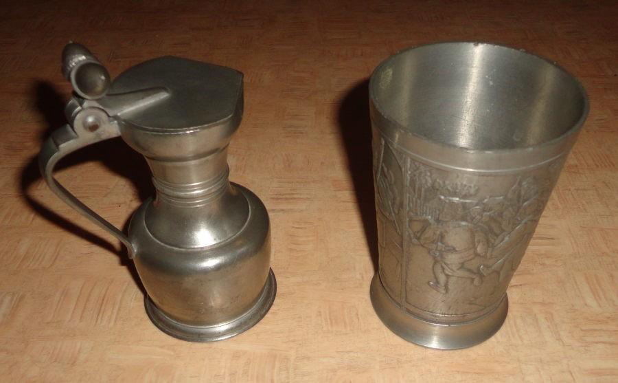 KMD Royal Pewter Daalderop tinnen klepkan + tinnen beker, Antiek en Kunst, Ophalen of Verzenden