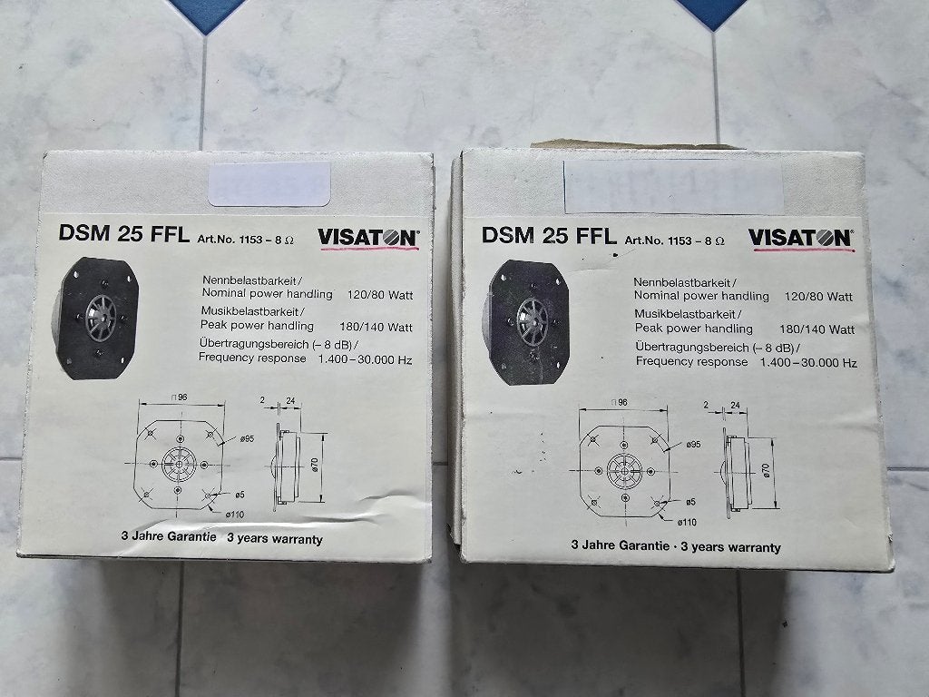 Visaton tweeters DSM 25 FFL 8 ohm., Geschikt voor surround/home cinema, Overige typen, Ophalen of Verzenden, Zo goed als nieuw