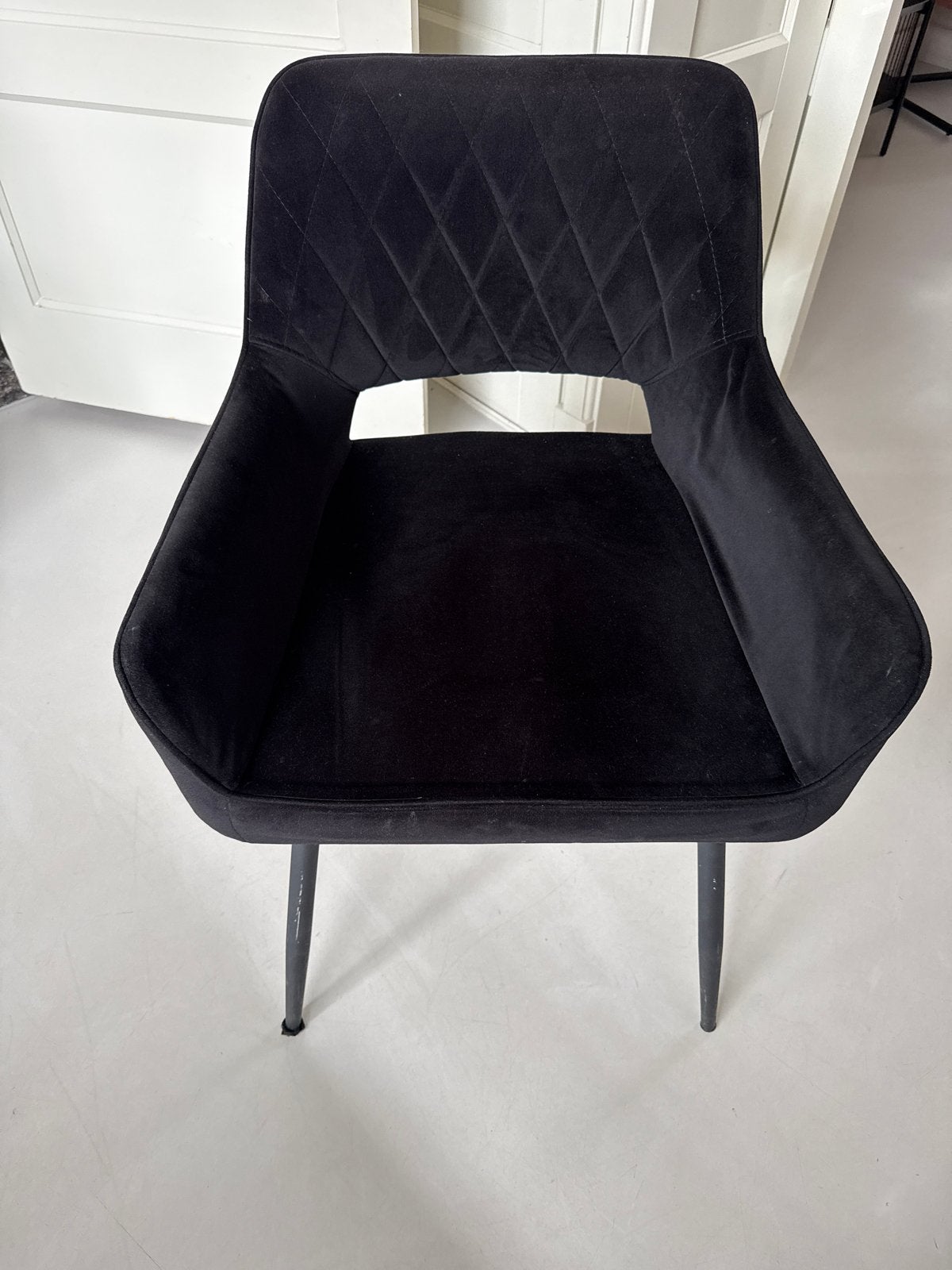 2x Bronx 71 eetkamerstoelen, zwart velvet, Huis en Inrichting, Stoelen, Ophalen, Gebruikt, Twee, Zwart
