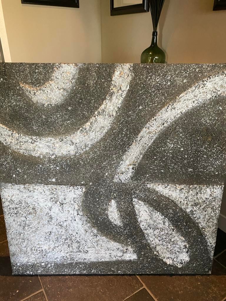 Groot Abstract Kunstwerk: Grijs en Wit met Textuur, Ophalen