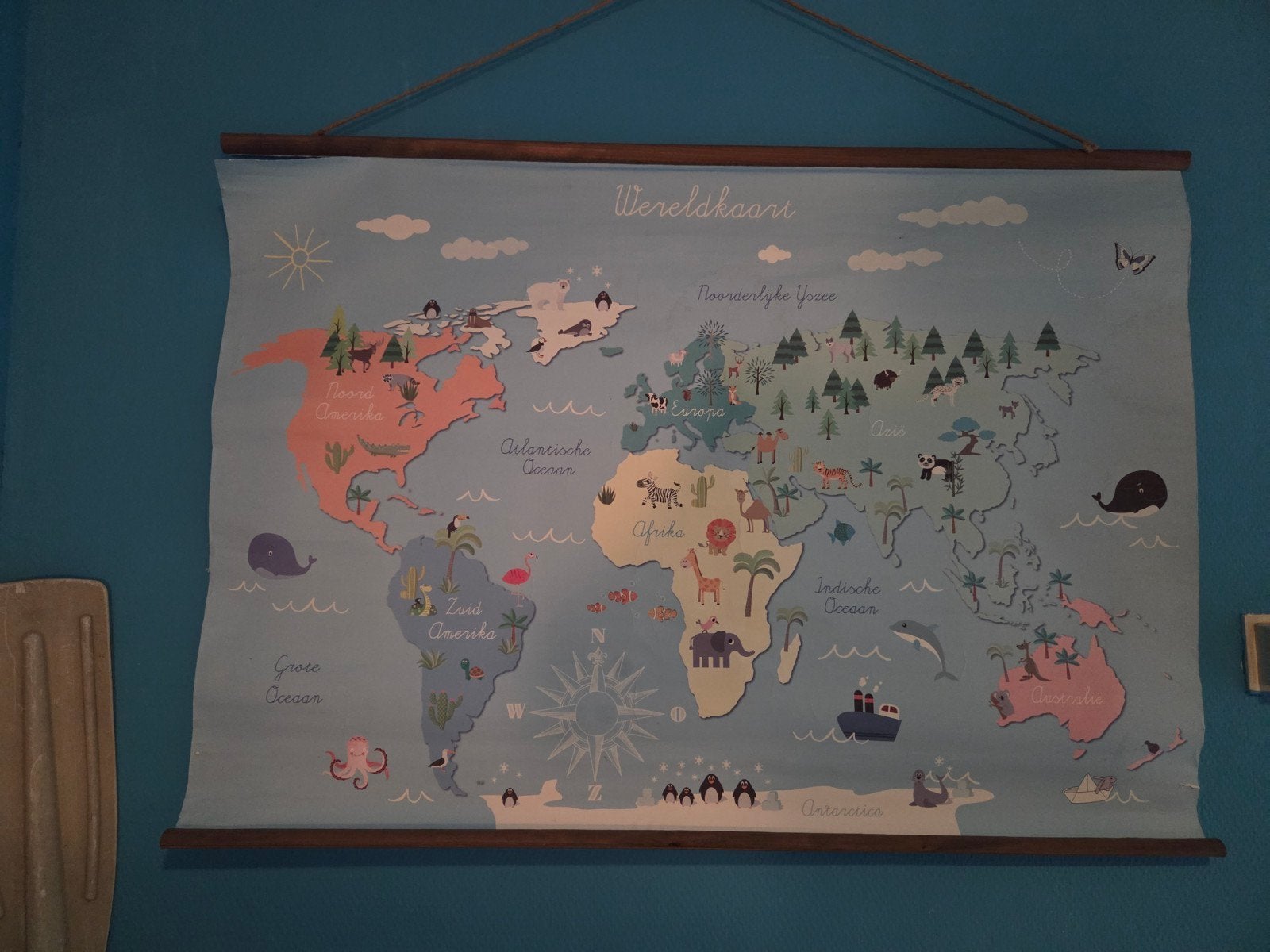 Poster Wereldkaart kinderen, Ophalen, Wanddecoratie