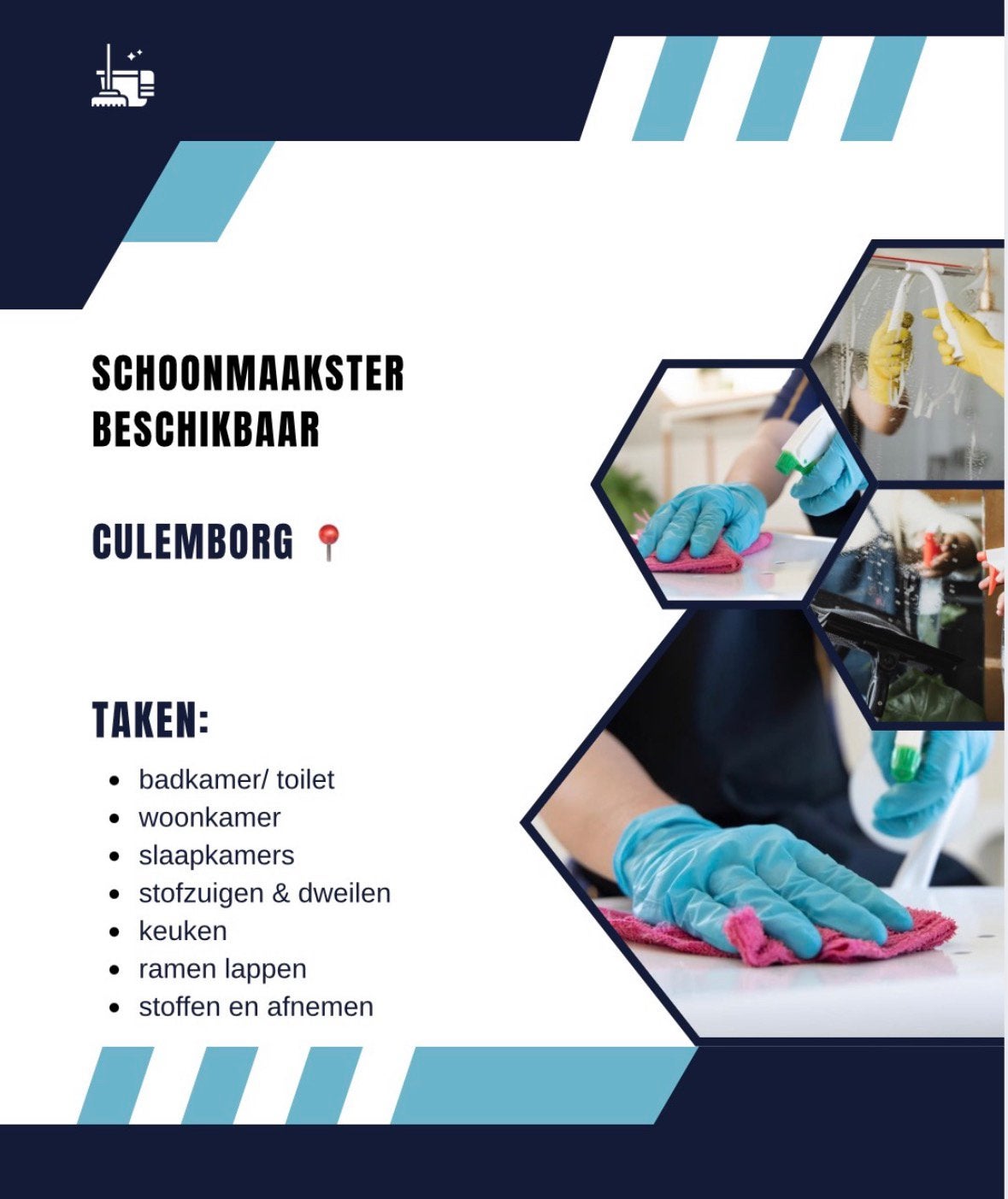 Schoonmaakster aangeboden Culemborg, Vacatures, Vanaf 10 jaar, Overige vormen