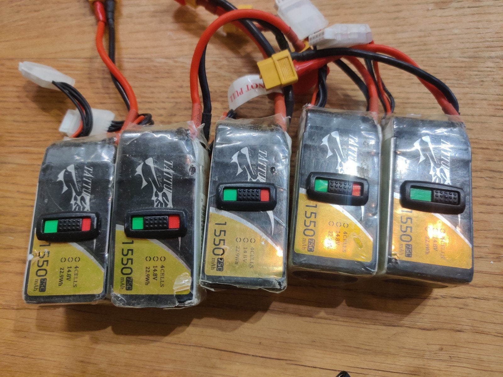 5x Tattu 4S 1550mAh LiPo Batterijen voor FPV Drones, Ophalen of Verzenden
