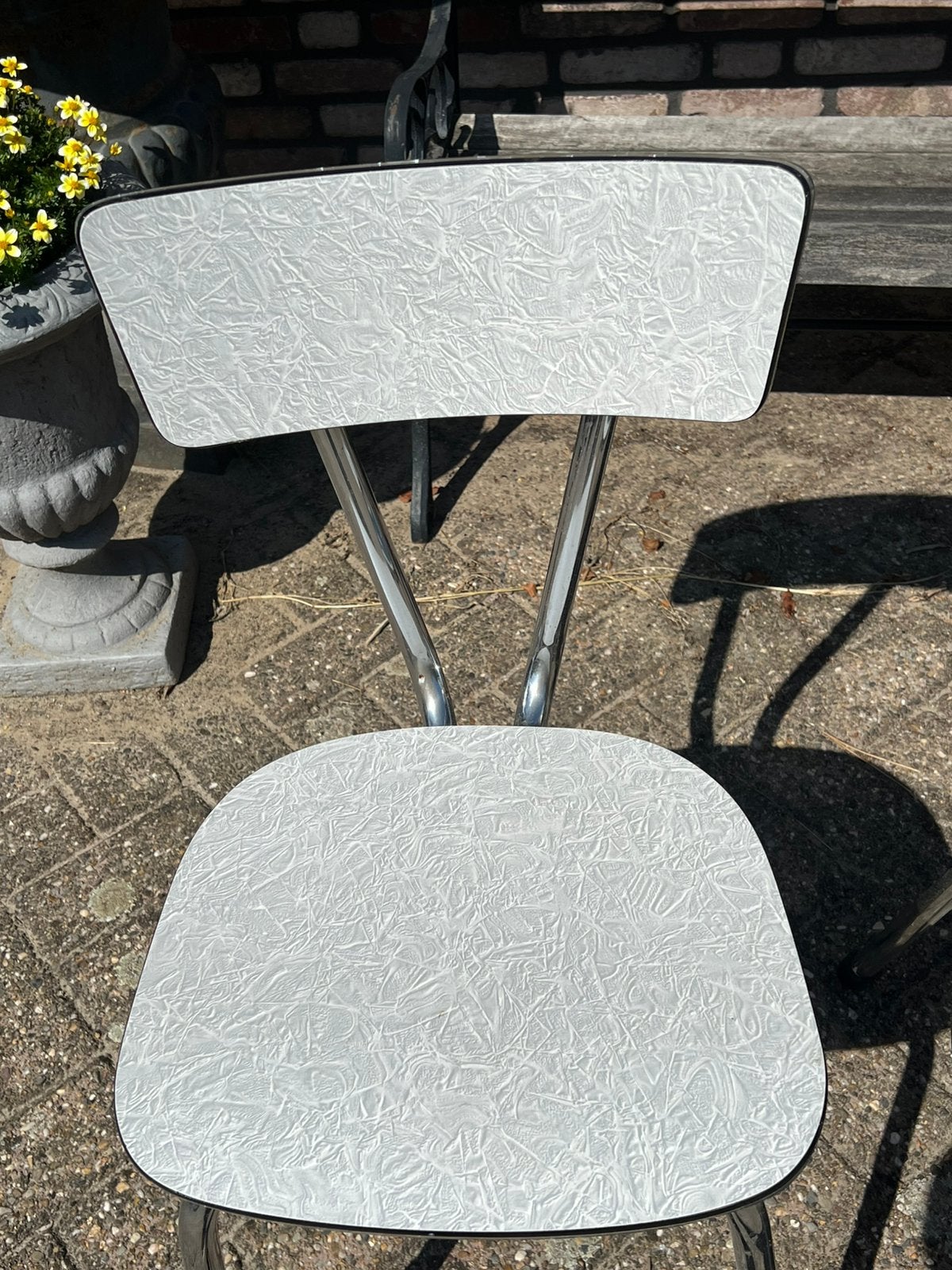 Formica vintage  stoelen, Ophalen, Drie, Wit, Zo goed als nieuw