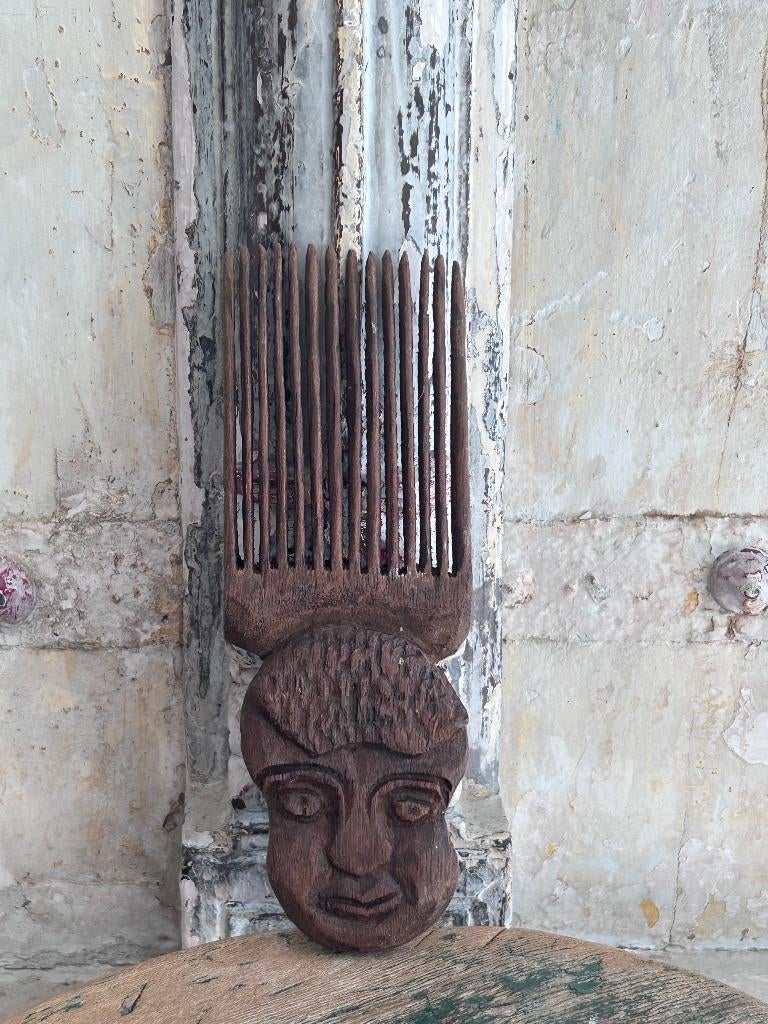 Afrikaanse kam houtsnijwerk handgemaakt in Senegal, Ophalen of Verzenden