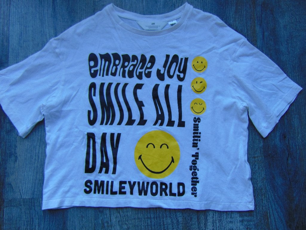 T-shirt wit Smileyworld maat 158 / 164 H&M shirt, Kinderen en Baby's, Kinderkleding | Maat 158, Meisje, H&M, Ophalen of Verzenden