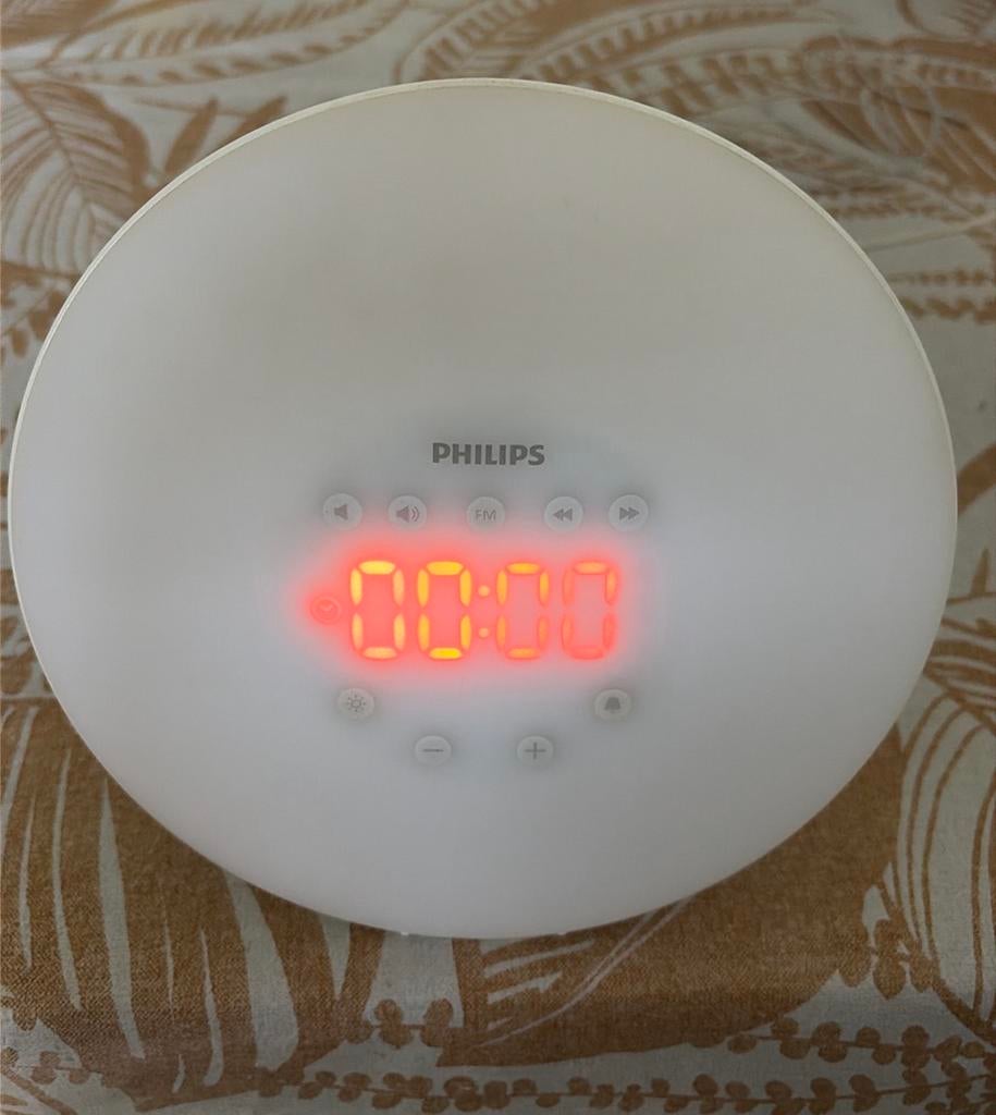 Philips HF3505 wake-up light met radio, Witgoed en Apparatuur, Wekkers, Ophalen of Verzenden, Zo goed als nieuw, Digitaal