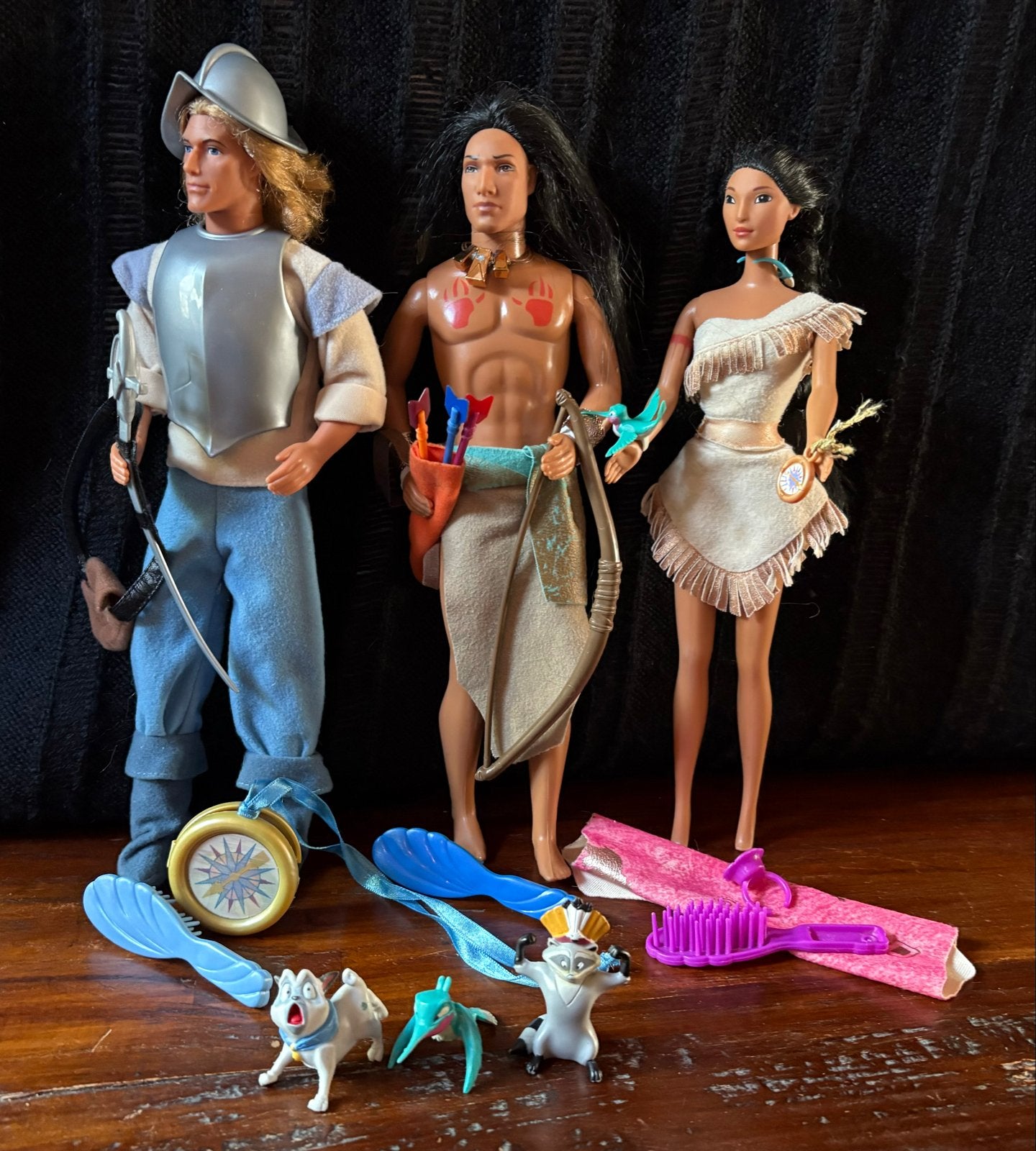 Disney Pocahontas Kocoum, John Smith en Pocahontas poppen, Ophalen of Verzenden, Gebruikt, Overige typen