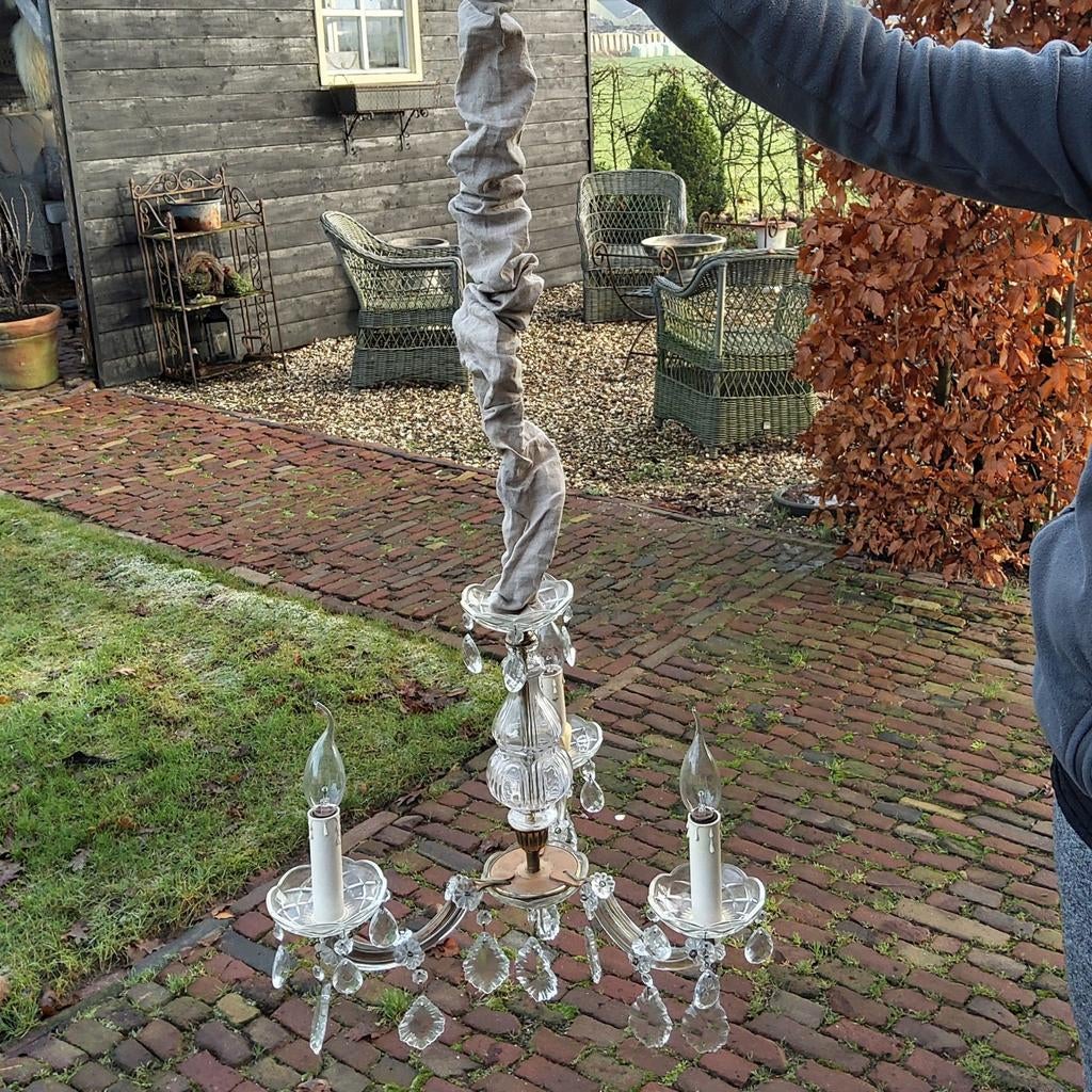 Kleine kroonluchter met glazen pegels, Antiek en Kunst, Ophalen