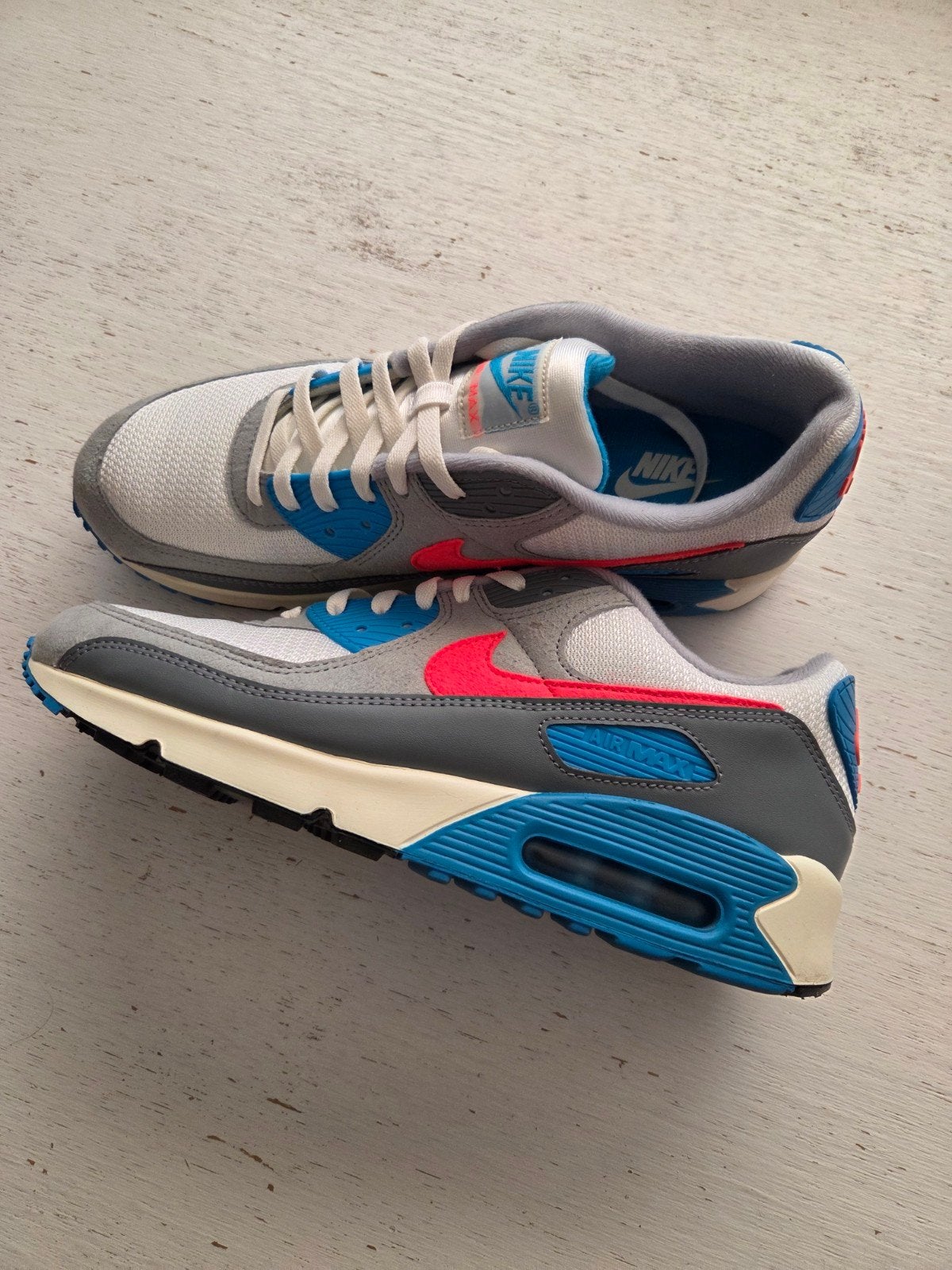 Nike Air Max 90 III Sneakers Cool Grey Infra red Maat 45, Overige kleuren, Nike, Ophalen of Verzenden, Sneakers of Gympen