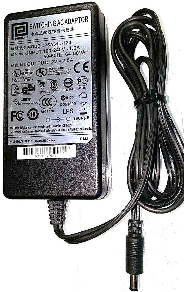 Phihong 12V 2.5A PSA31U-120 PSA-30U-120 30W X-Rite SE30-77, Computers en Software, Pc- en Netwerkkabels, Ophalen of Verzenden