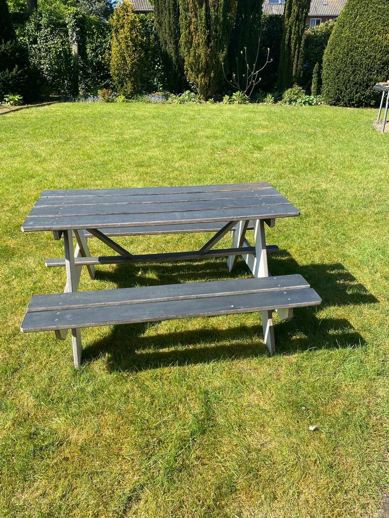 Zwarte kinderpicknickbank - Makkelijk verplaatsbaar, Gebruikt, Rechthoekig, Hout, Ophalen