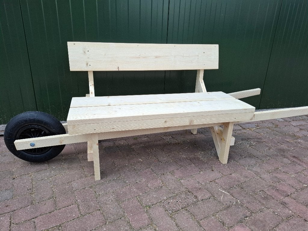 verrijdbare tuinbank kruiwagenbank steigerhout, Ophalen of Verzenden, Nieuw, Hout