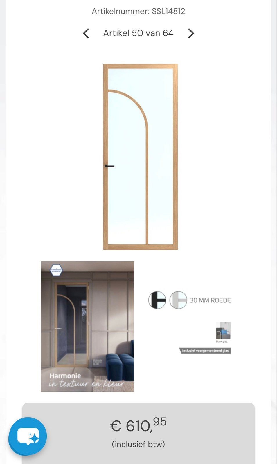 Skantrae Binnendeur met Glas - Modern Design, Ophalen, 80 tot 100 cm, Binnendeur, Nieuw