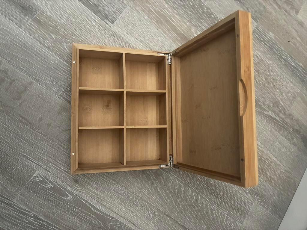 Houten theedoos met 6 vakken, Huis en Inrichting, Keuken | Keukenbenodigdheden, Gebruikt, Ophalen