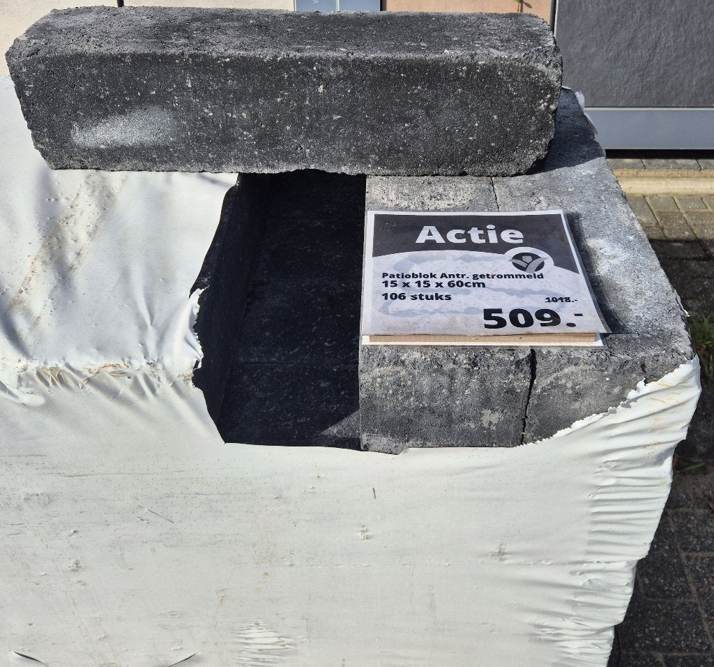 Beton blok Patio Antraciet getrommeld 15x15x60cm 106st., Tuin en Terras, Blok, Ophalen of Verzenden, Zo goed als nieuw, Minder dan 25 cm