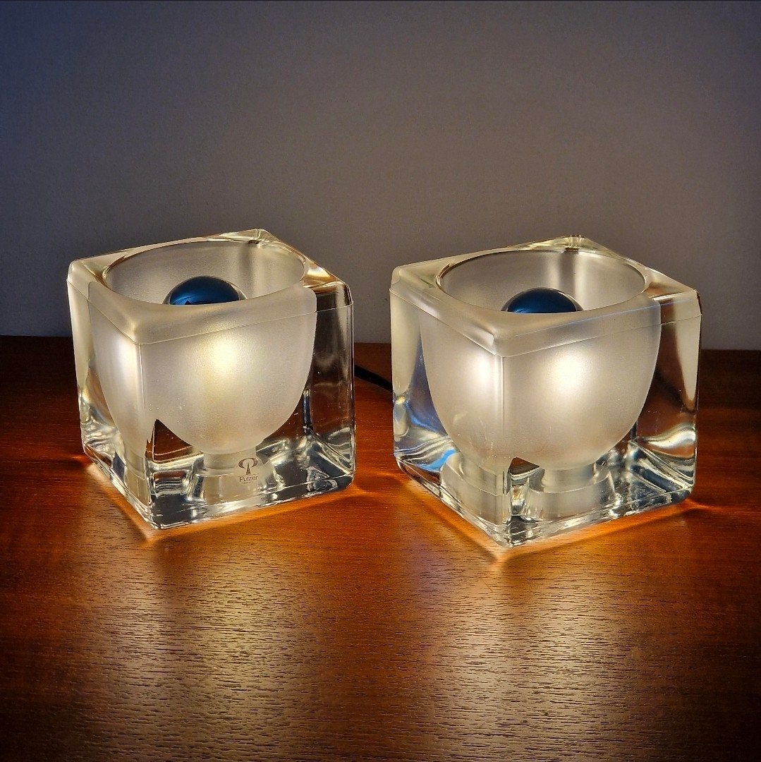 Een set van twee vintage Peill & Putzler tafellampen. Kubus, Antiek en Kunst, Ophalen of Verzenden