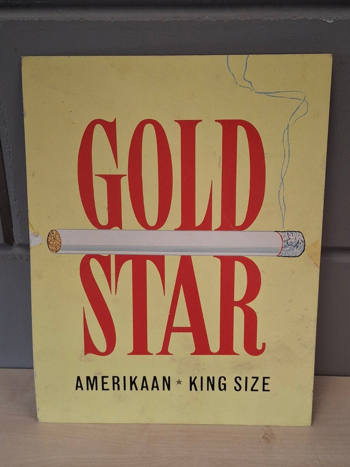 Gold Star sigaretten reclamekarton / reclame, Ophalen of Verzenden, Zo goed als nieuw, Reclamebord