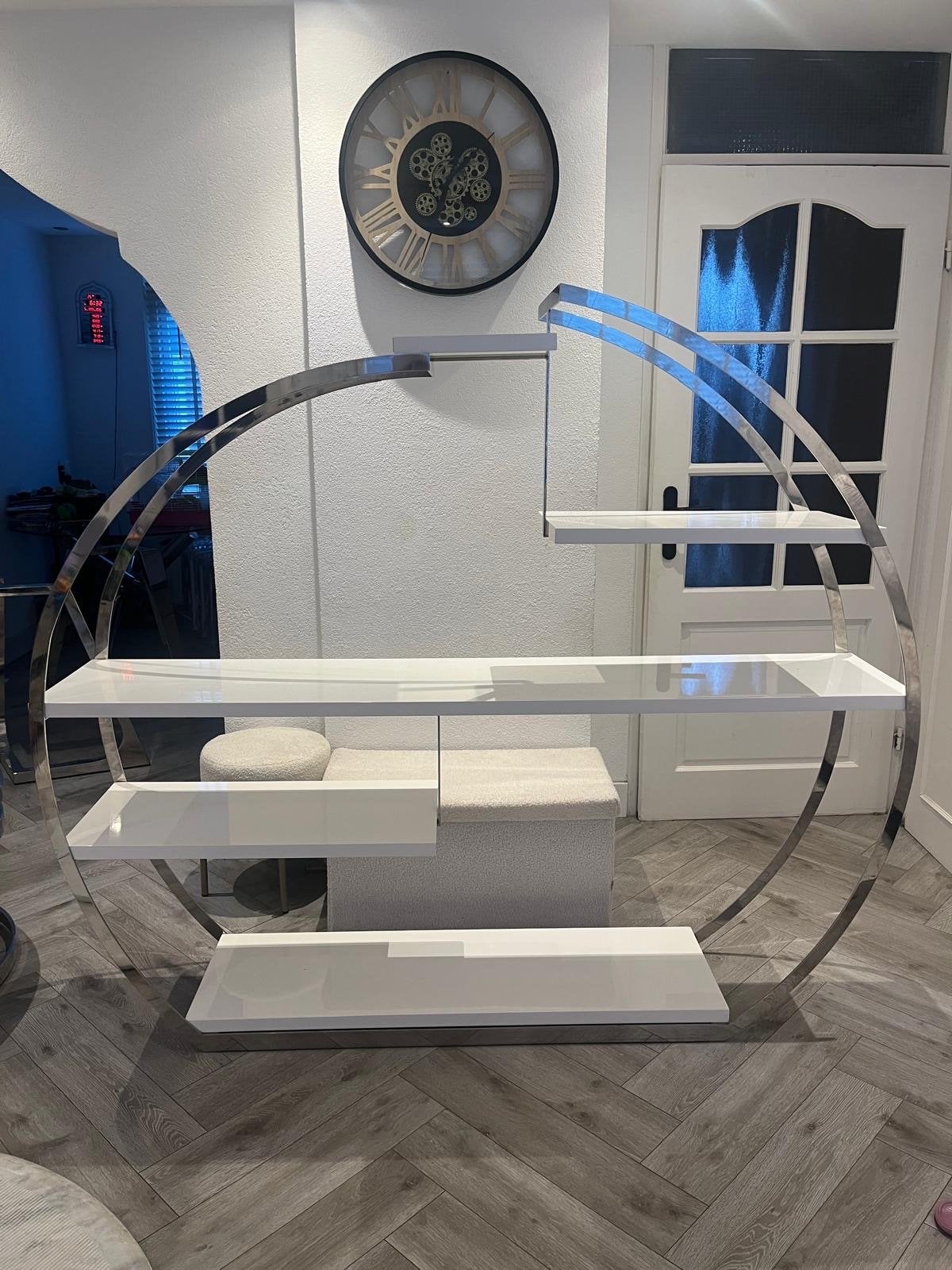 Moderne Doğan Boekenkast/Display Unit - Chroom & Wit, Huis en Inrichting, Ophalen, Zo goed als nieuw