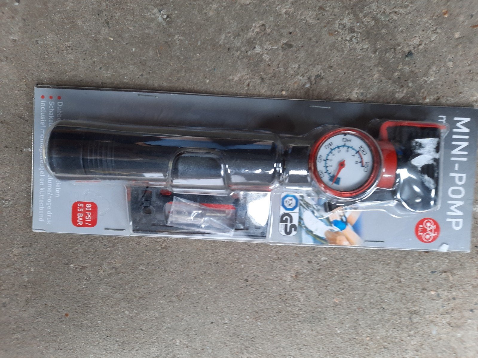 Nieuwe Mini-Pomp met Drukmeter voor Fietsbanden, Fietsen en Brommers, Ophalen of Verzenden, Drukmeter, Nieuw