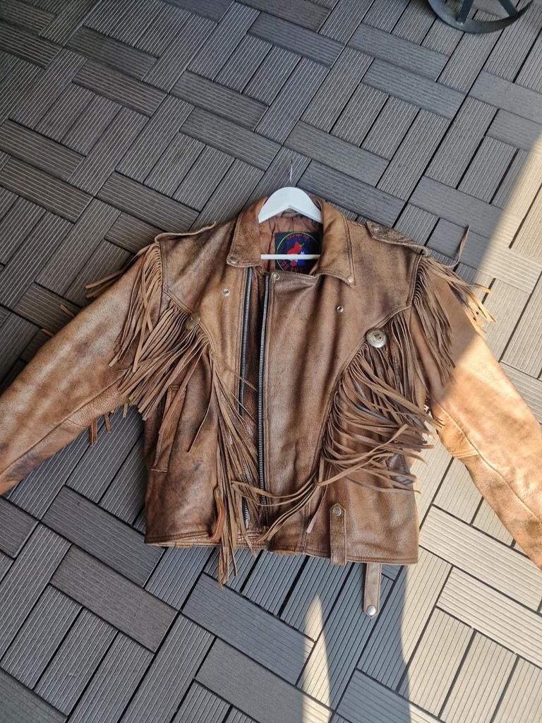 Western franje cowboy motorjas maat 52, Ophalen of Verzenden, Tweedehands, Jas | leer