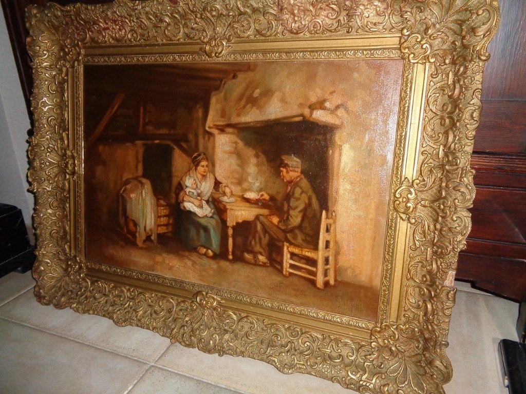 E.de Cauwer (1827-1873)-Prachtig schilderij -Zie ARTO, PIRON, Ophalen of Verzenden, Origineel werk, Doek