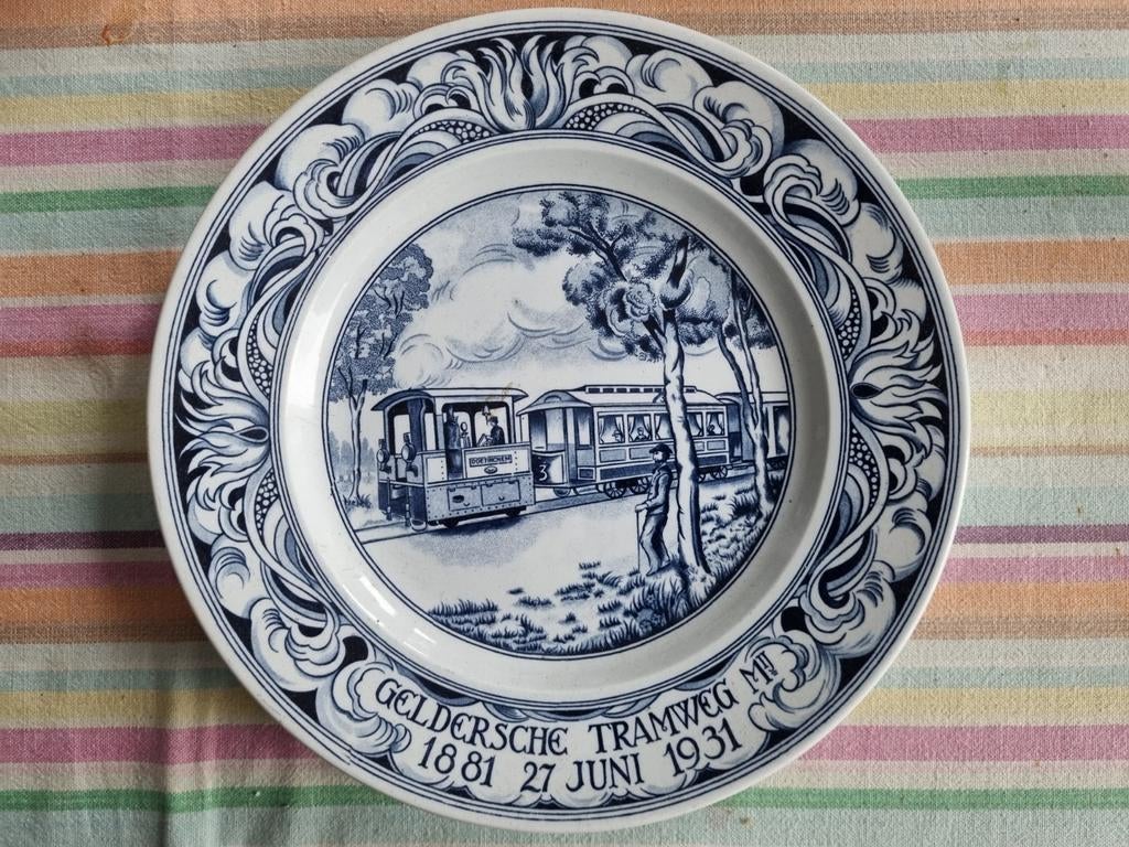 Te koop mooi porselein wandbord van de GTW 27 juni 1931., Ophalen of Verzenden, Zo goed als nieuw, Tram, Overige typen