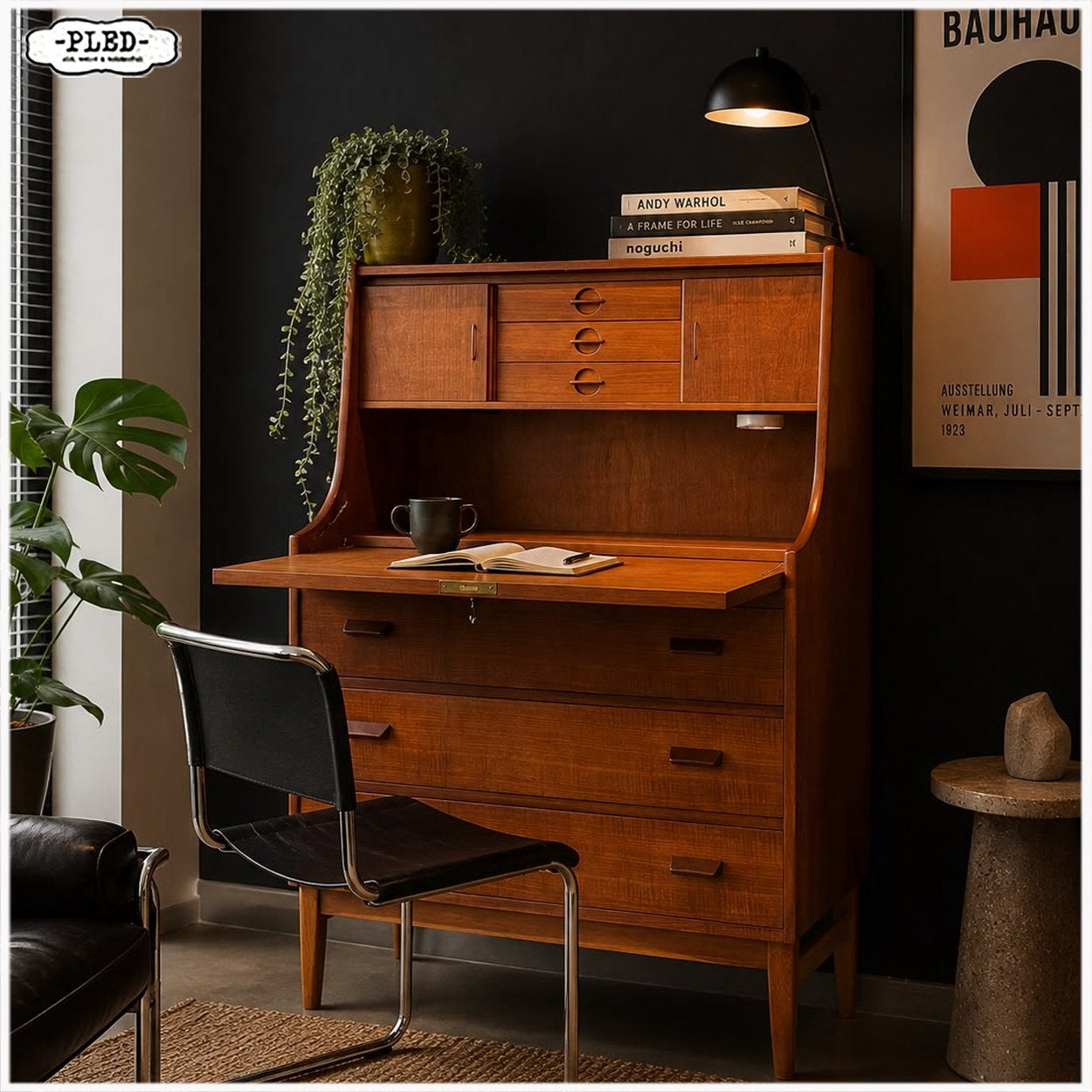 Vintage Deens Bureau Secretaire Kast Poul Volther, Ophalen, Gebruikt, Vintage Midcentury Japandi Deens Design, Nb