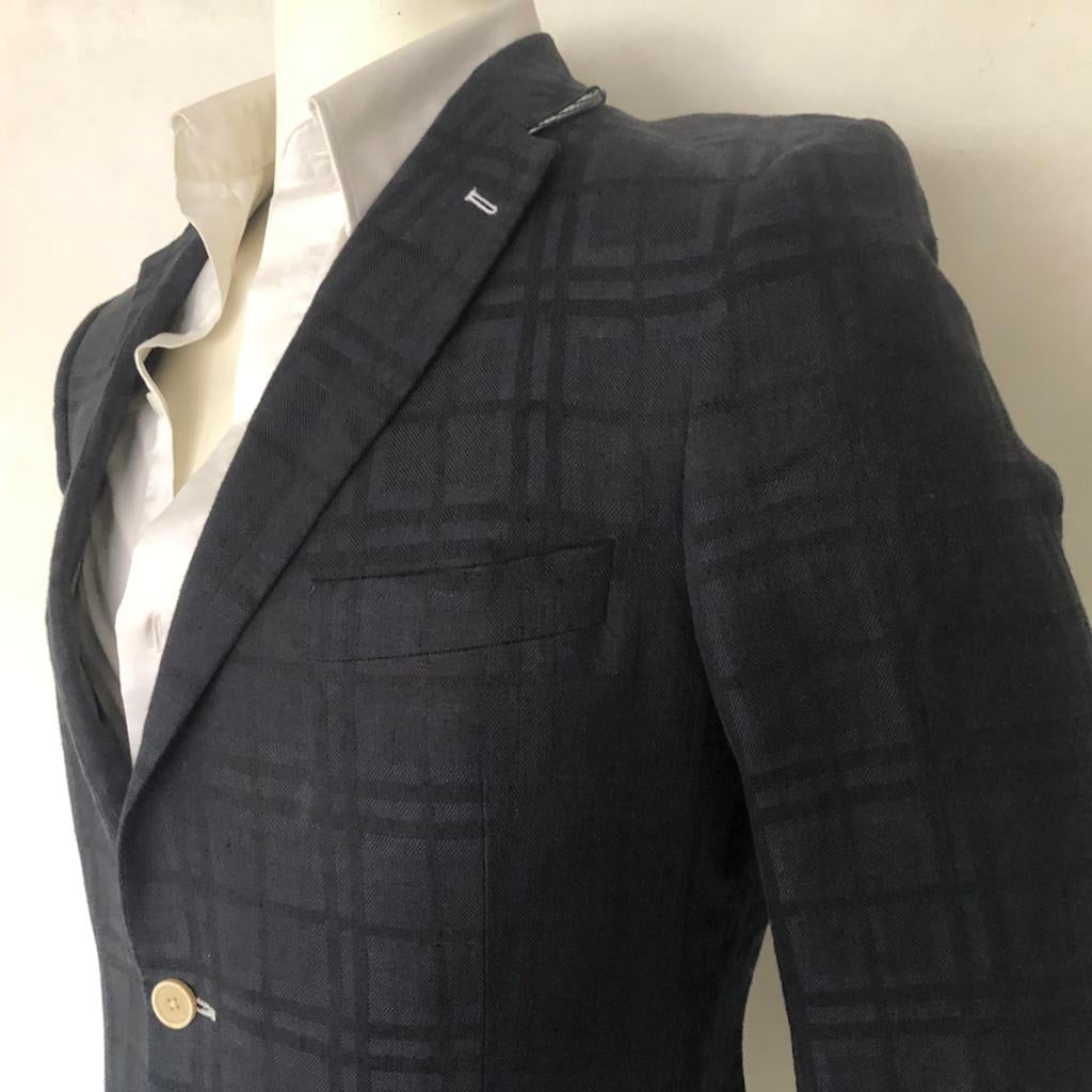 Gentiluomo colbert - 100% linnen heren - donkerblauw, Verzenden, Zo goed als nieuw, Maat 52/54 (L), Blauw